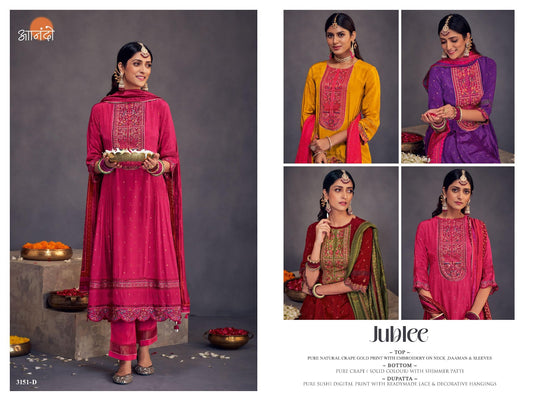 Jublee 3151 Anando Natural Crape Pant Style Suits Manufacturer