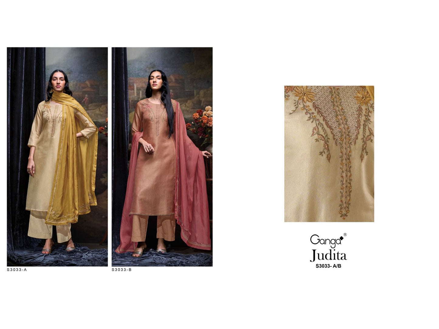 Judita S3033 Ganga Bemberg Silk Plazzo Style Suits Wholesale