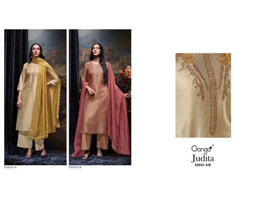 Judita S3033 Ganga Bemberg Silk Plazzo Style Suits Wholesale