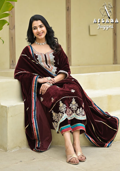 Juggni Afsana Readymade Velvet Suits Supplier Ahmedabad