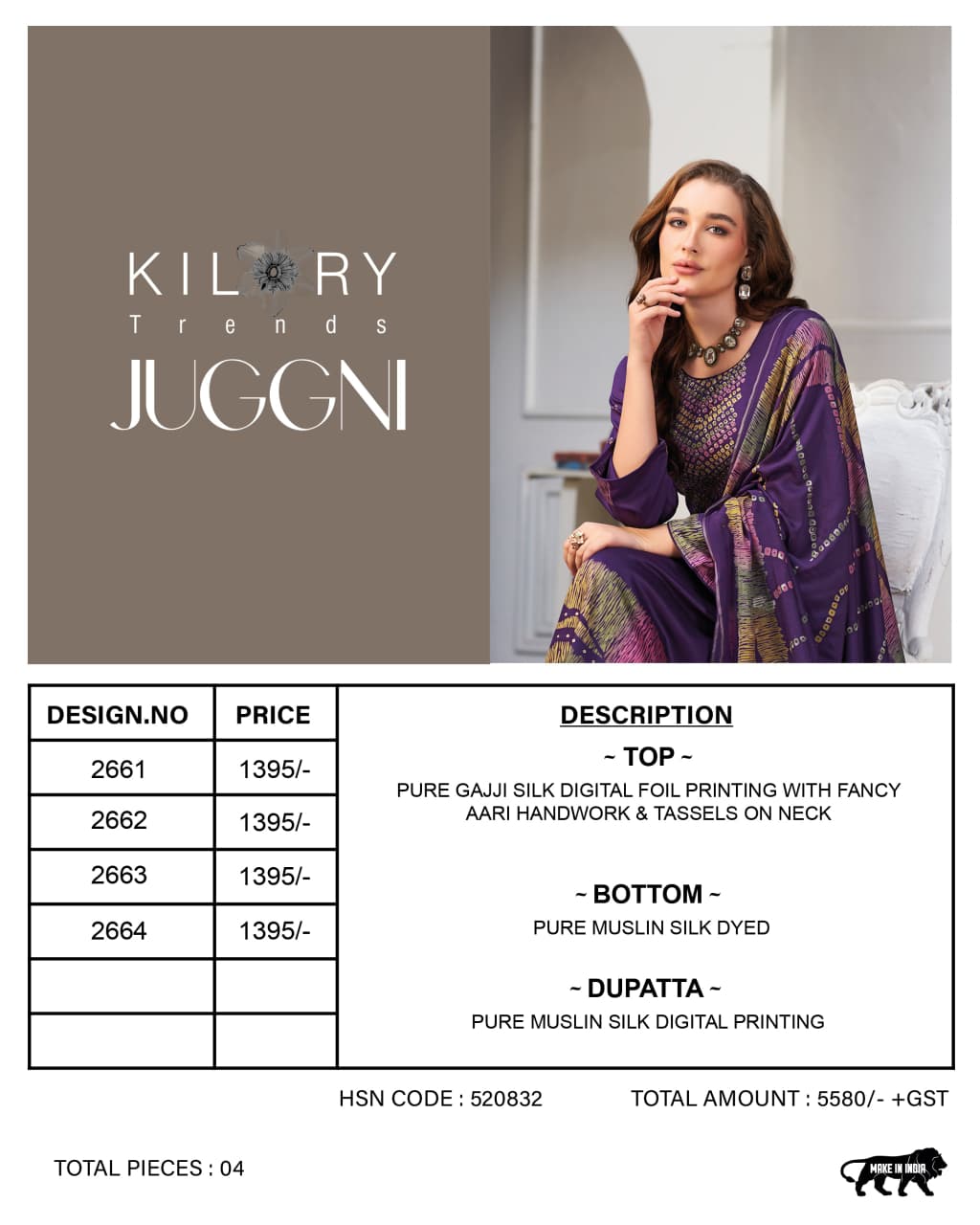 Juggni Kilory Gaji Silk Pant Style Suits Wholesaler India
