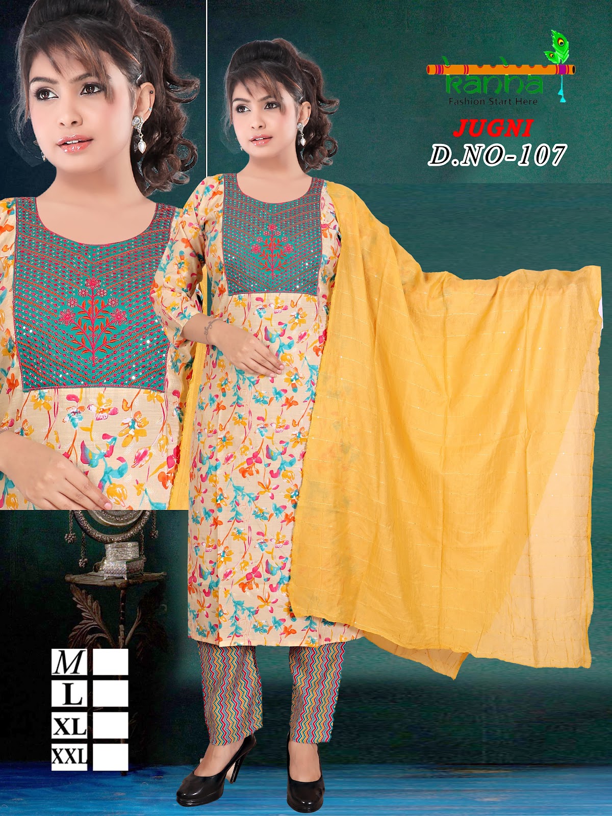 Jugni 231224 Kanha Muslin Readymade Pant Style Suits Wholesaler Gujarat