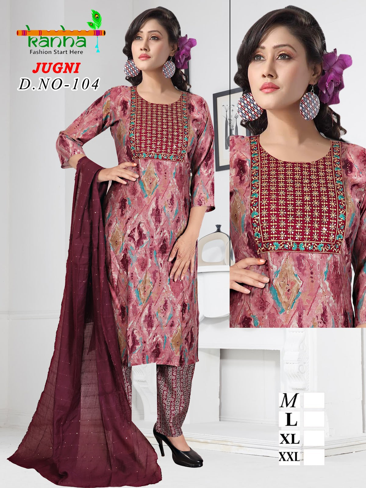 Jugni 231224 Kanha Muslin Readymade Pant Style Suits Wholesaler Gujarat