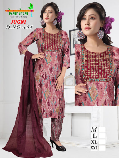 Jugni 231224 Kanha Muslin Readymade Pant Style Suits Wholesaler Gujarat