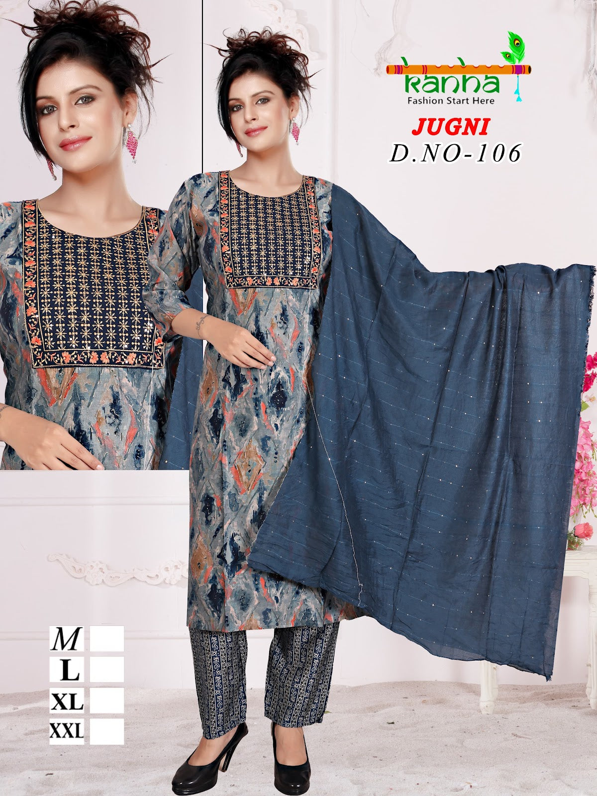 Jugni 231224 Kanha Muslin Readymade Pant Style Suits Wholesaler Gujarat