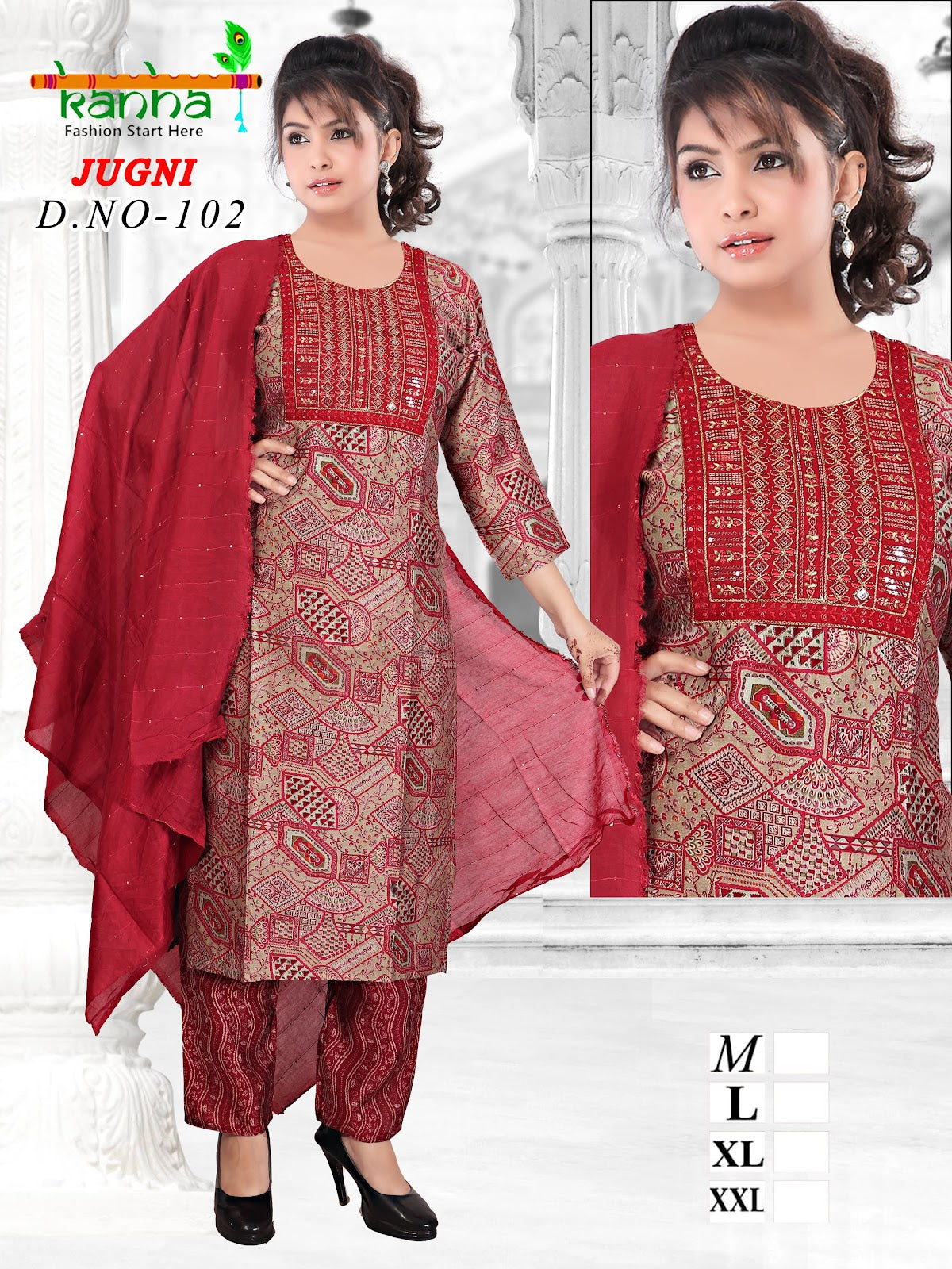 Jugni 231224 Kanha Muslin Readymade Pant Style Suits Wholesaler Gujarat