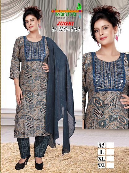 Jugni 231224 Kanha Muslin Readymade Pant Style Suits Wholesaler Gujarat