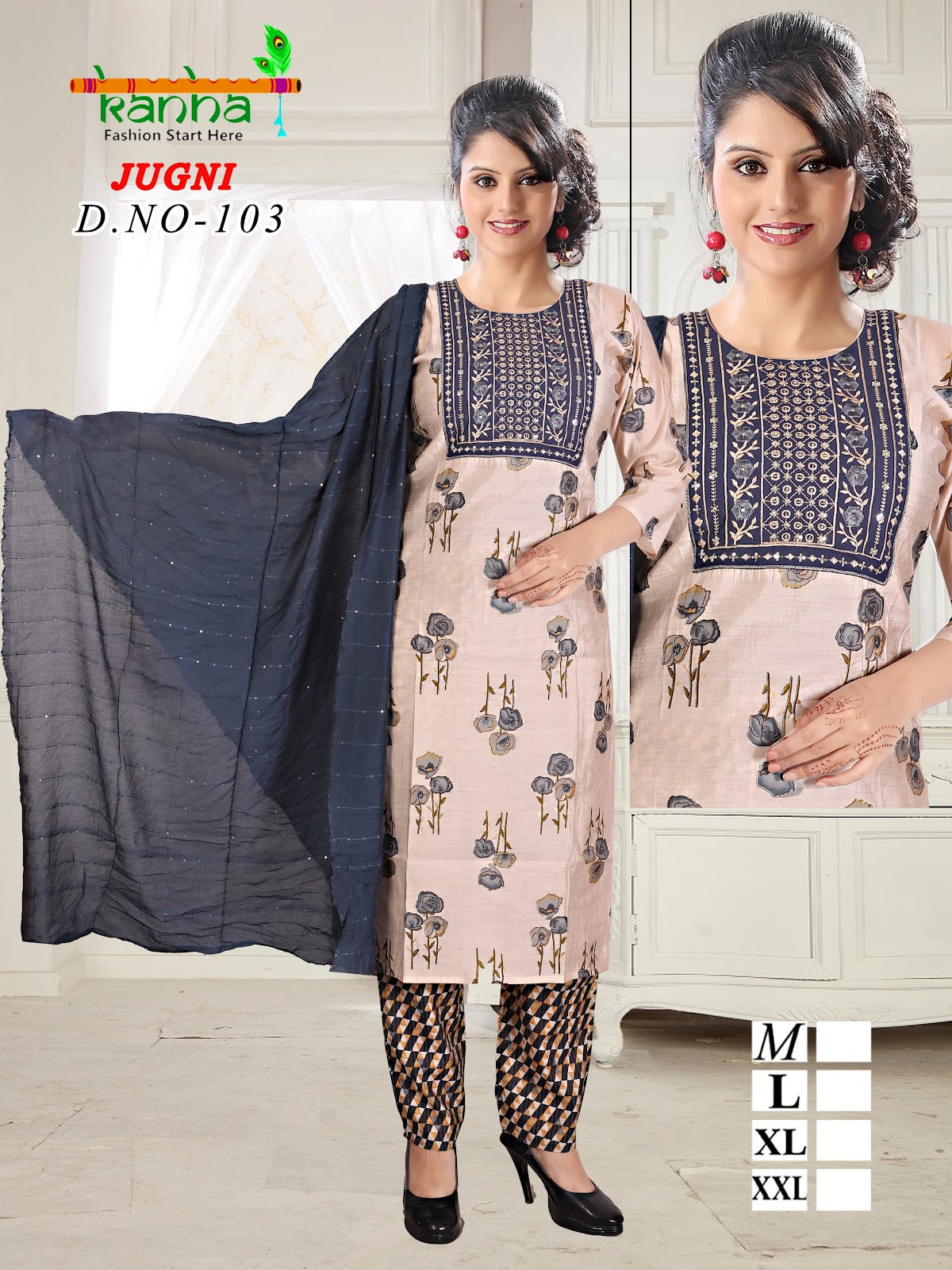 Jugni 231224 Kanha Muslin Readymade Pant Style Suits Wholesaler Gujarat