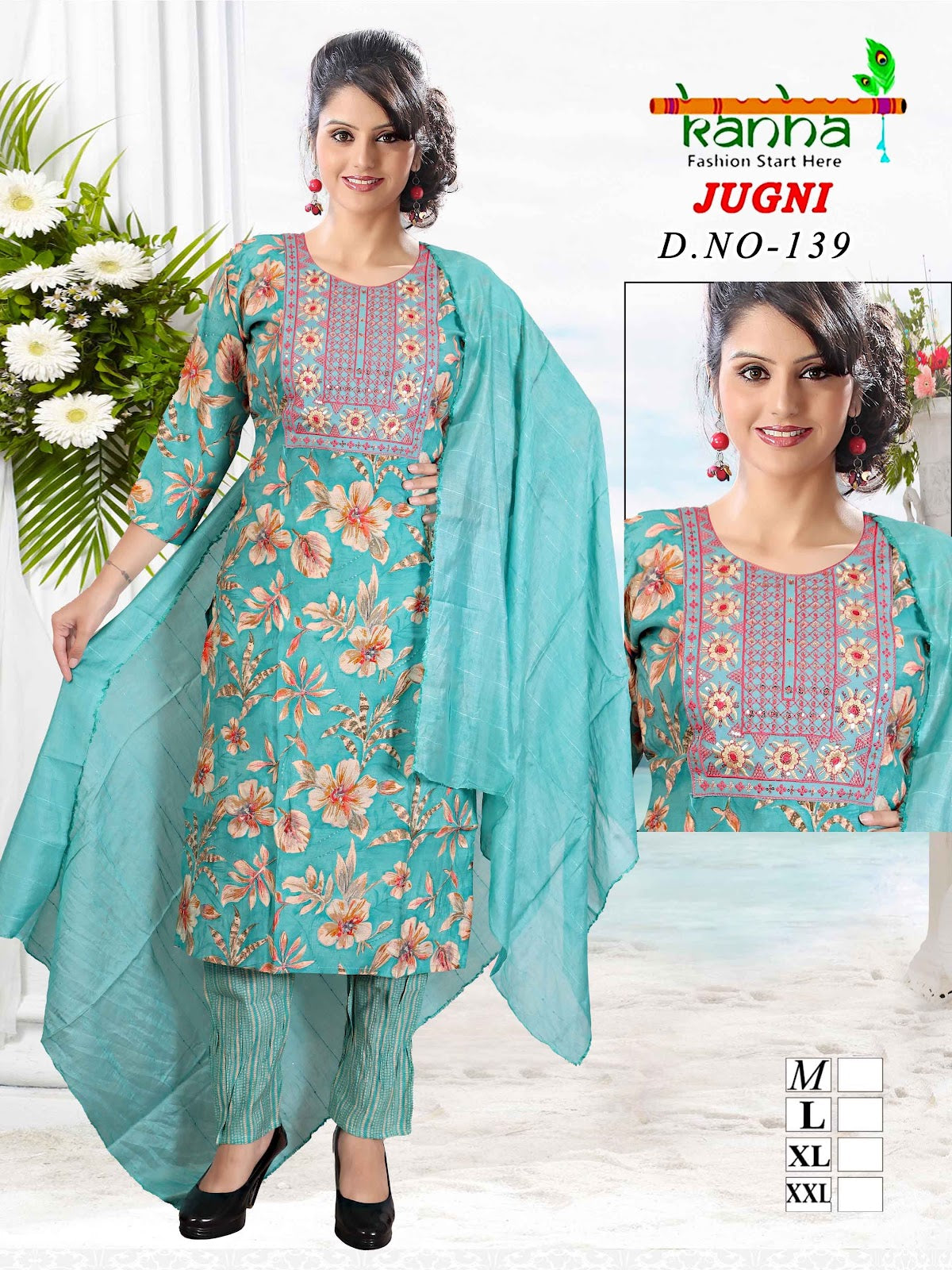Jugni 231224 Kanha Muslin Readymade Pant Style Suits Wholesaler Gujarat
