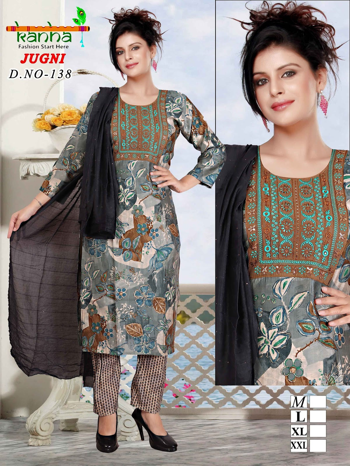 Jugni 231224 Kanha Muslin Readymade Pant Style Suits Wholesaler Gujarat