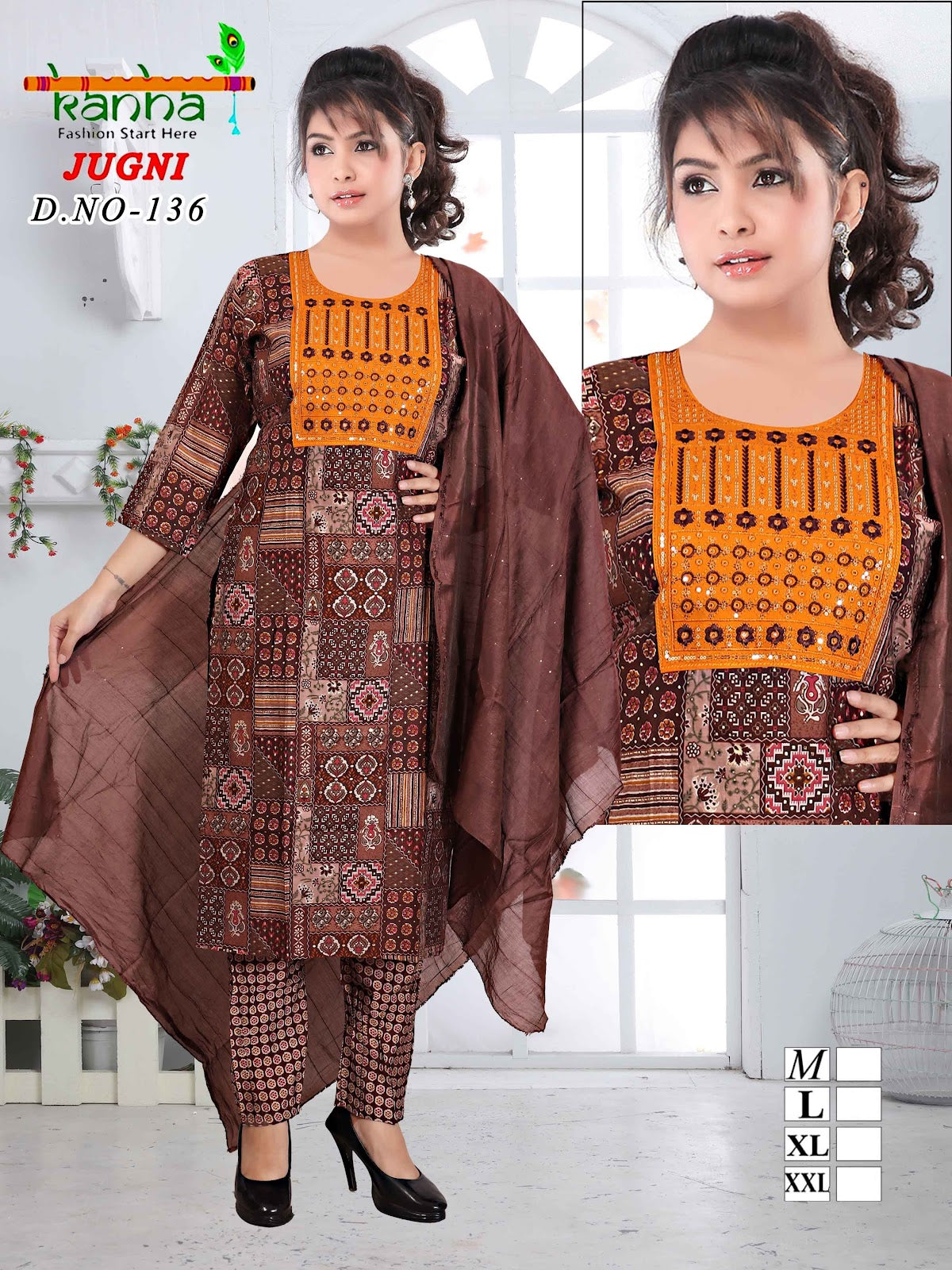 Jugni 231224 Kanha Muslin Readymade Pant Style Suits Wholesaler Gujarat