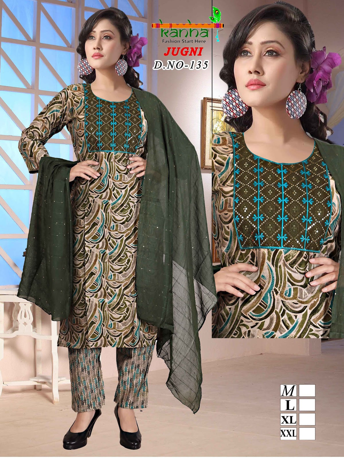 Jugni 231224 Kanha Muslin Readymade Pant Style Suits Wholesaler Gujarat