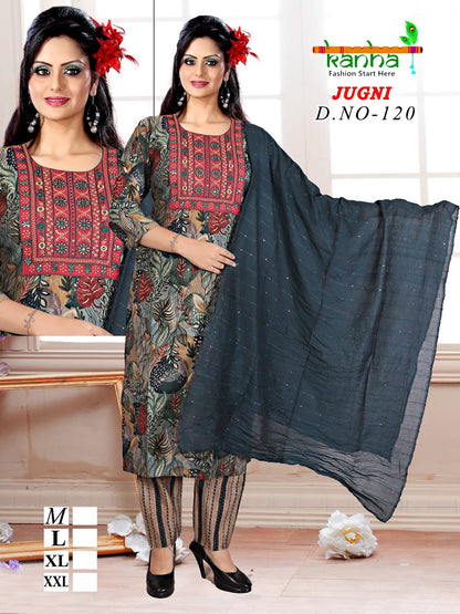 Jugni 231224 Kanha Muslin Readymade Pant Style Suits Wholesaler Gujarat