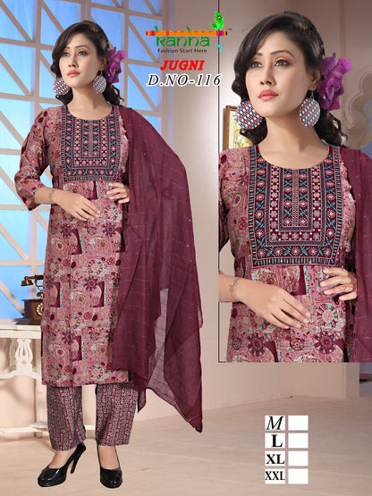 Jugni 231224 Kanha Muslin Readymade Pant Style Suits Wholesaler Gujarat