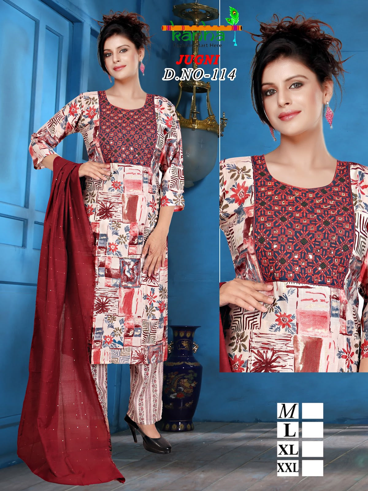 Jugni 231224 Kanha Muslin Readymade Pant Style Suits Wholesaler Gujarat