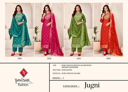 Jugni Tanishk Fashion Muslin Jacquard Pant Style Suits Exporter India