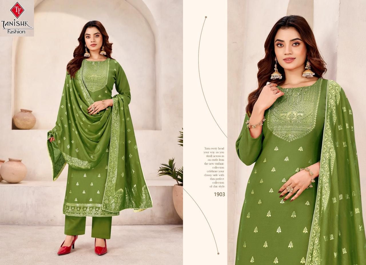 Jugni Tanishk Fashion Muslin Jacquard Pant Style Suits Exporter India