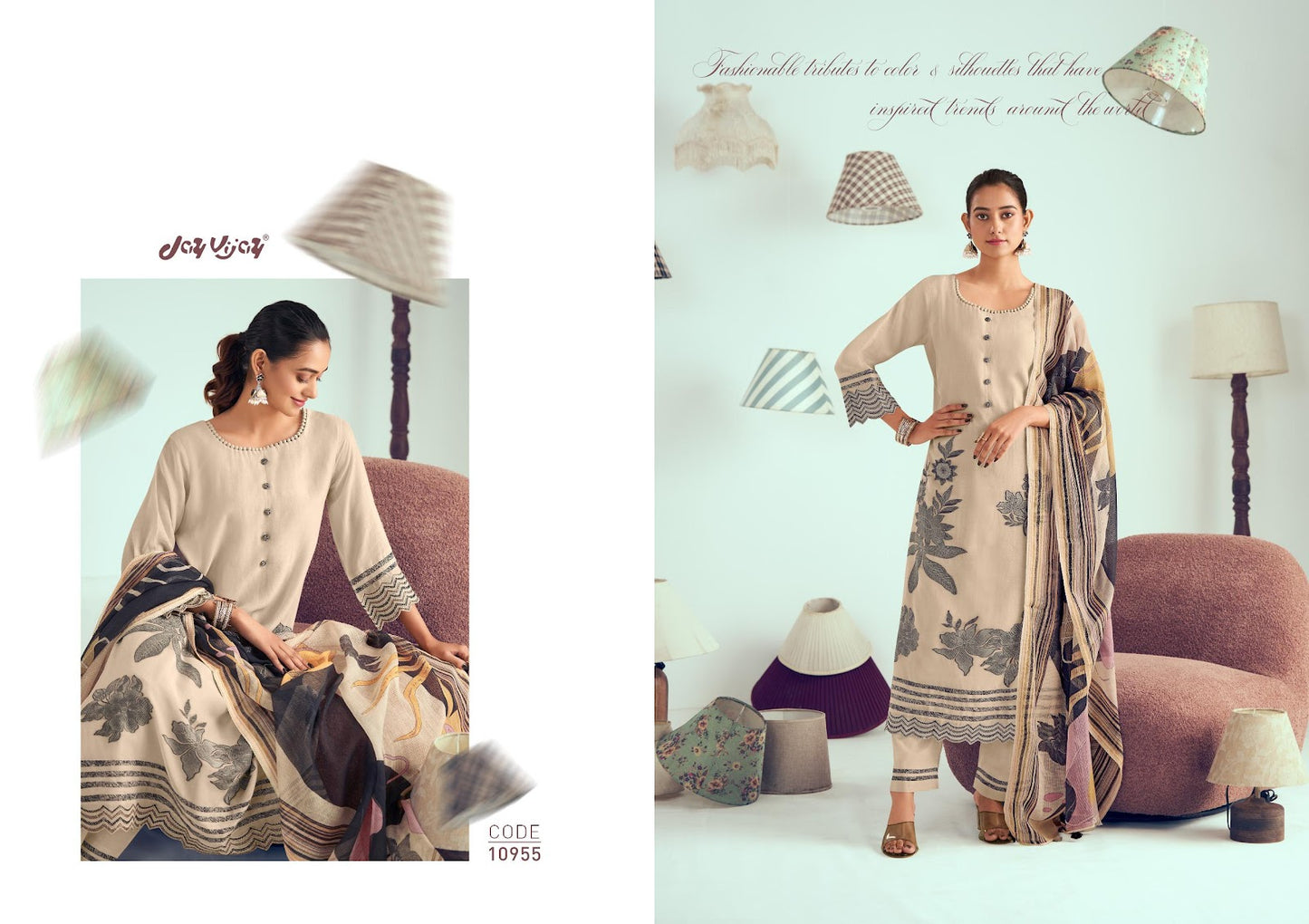 Jugnu Jay Vijay Chanderi Pant Style Suits Supplier Gujarat