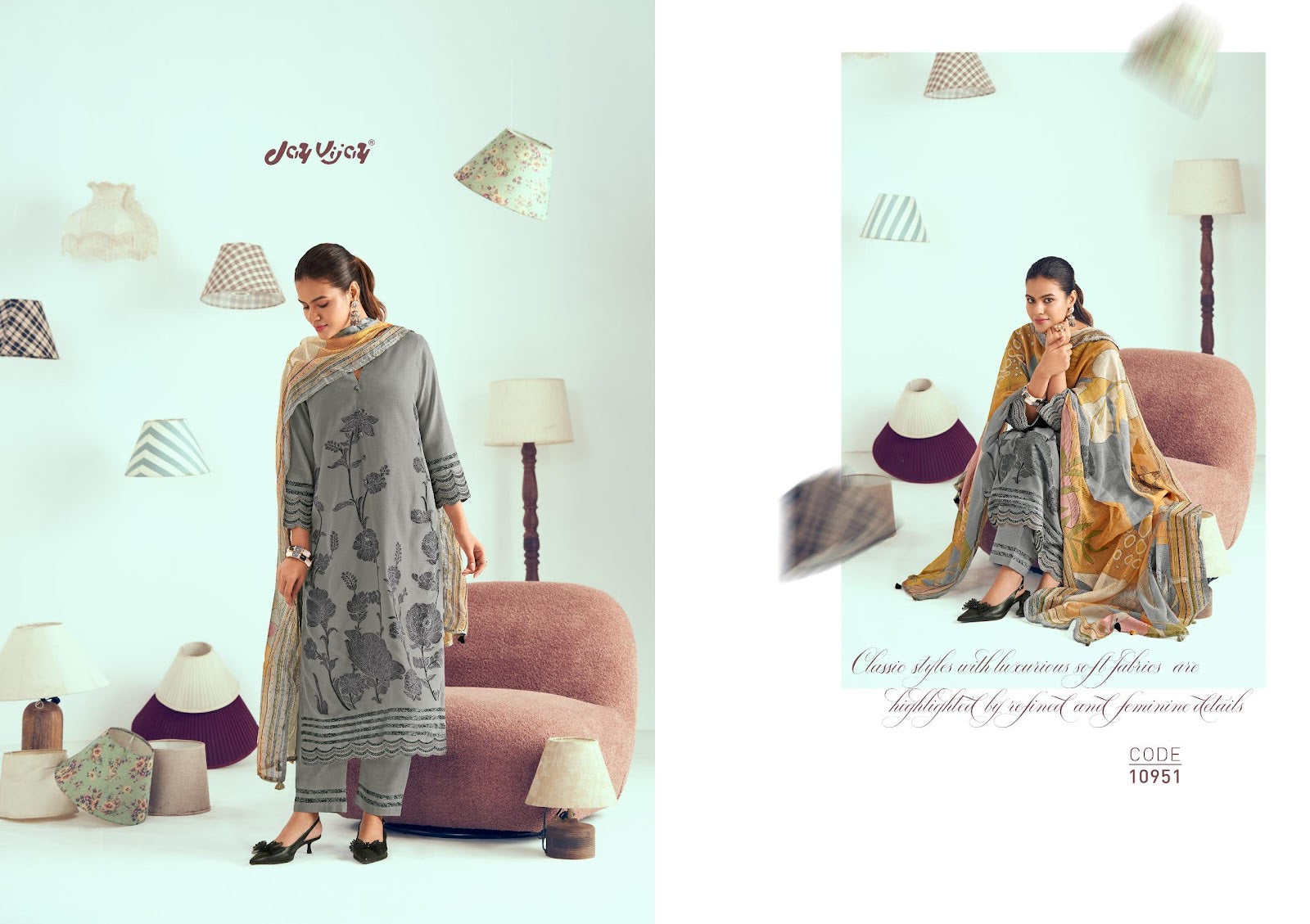 Jugnu Jay Vijay Chanderi Pant Style Suits Supplier Gujarat
