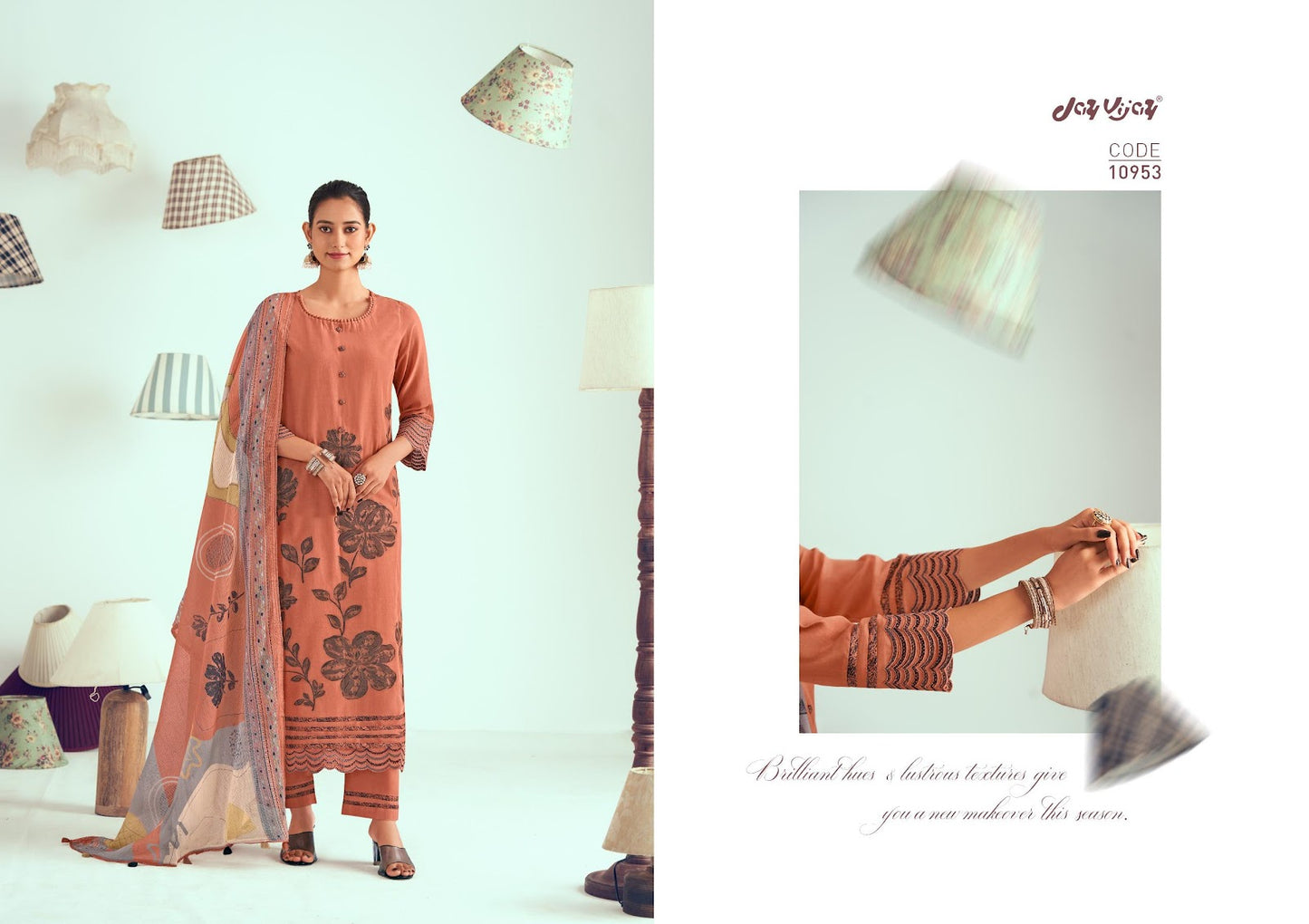 Jugnu Jay Vijay Chanderi Pant Style Suits Supplier Gujarat