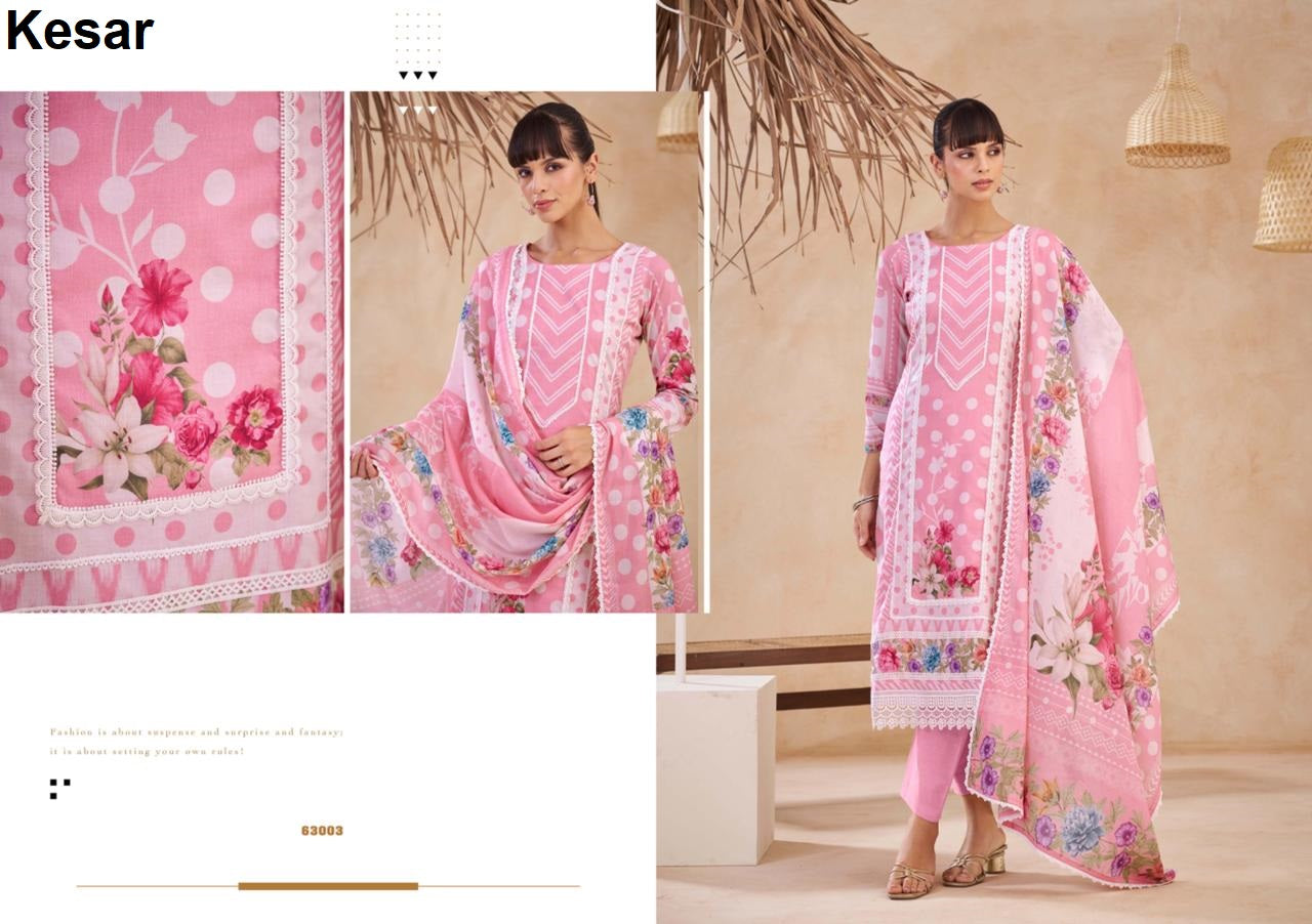 Jugnu Kesar Lawn Karachi Salwar Suits Exporter India