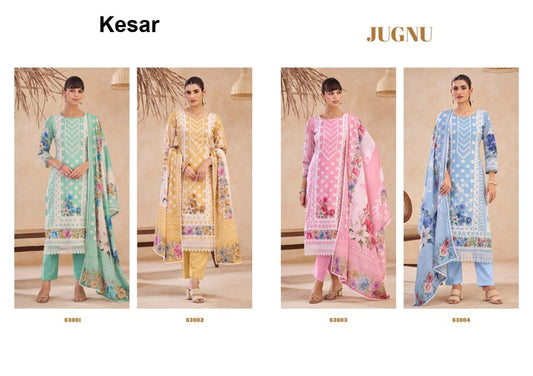 Jugnu Kesar Lawn Karachi Salwar Suits Exporter India