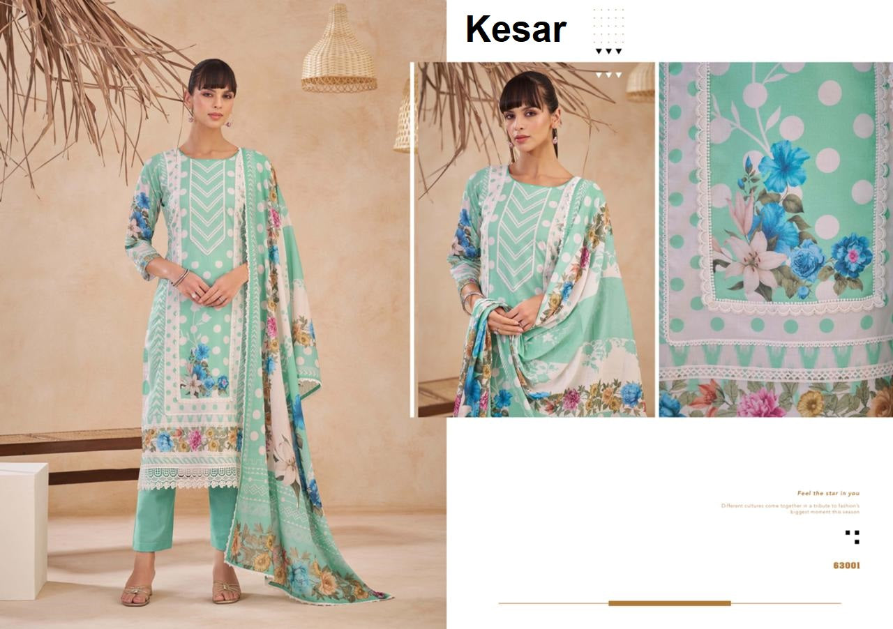 Jugnu Kesar Lawn Karachi Salwar Suits Exporter India