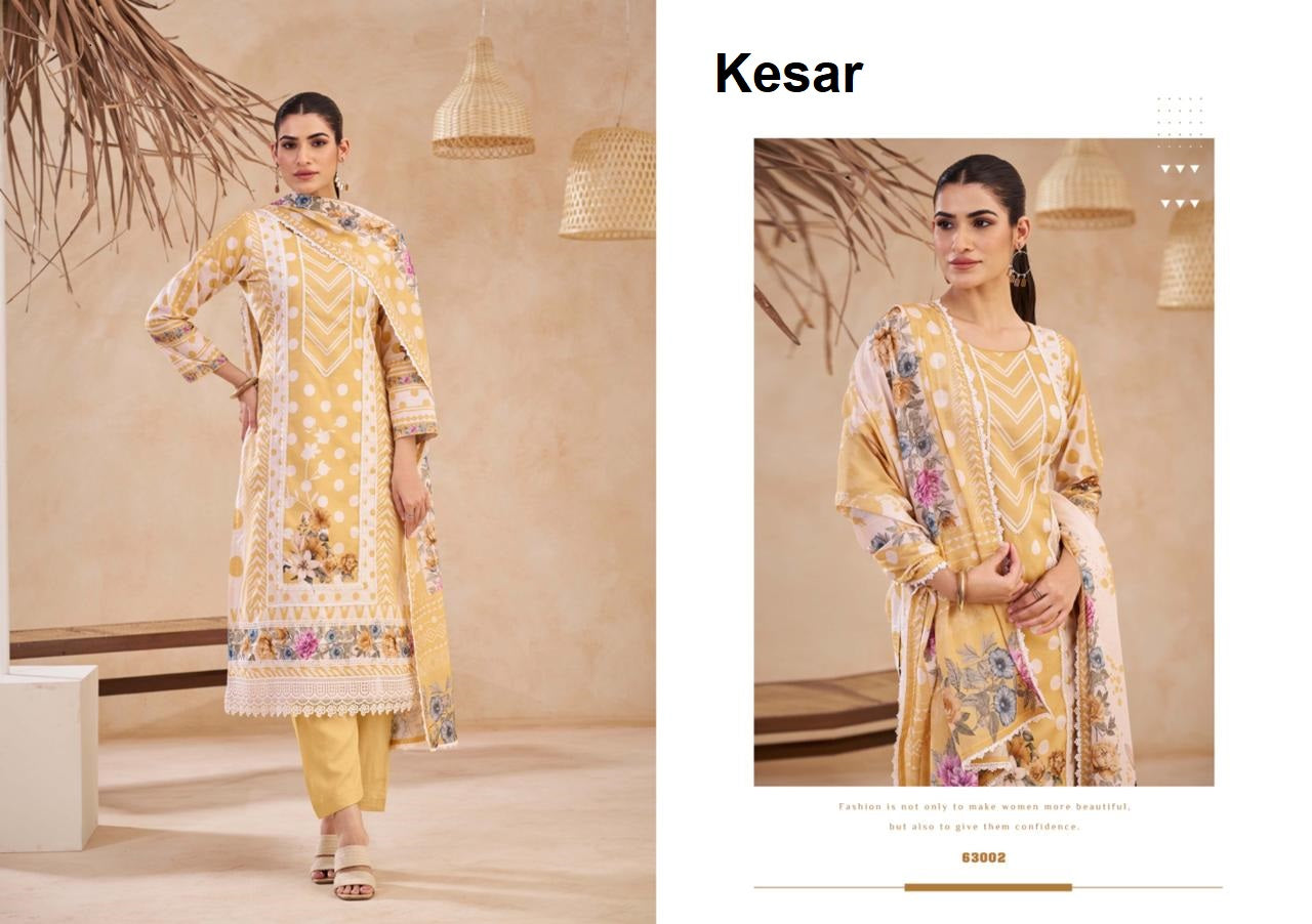 Jugnu Kesar Lawn Karachi Salwar Suits Exporter India