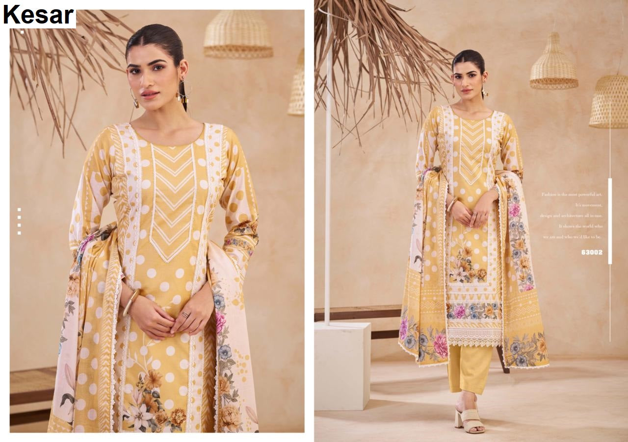 Jugnu Kesar Lawn Karachi Salwar Suits Exporter India