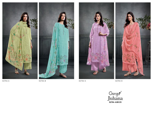 Juhana 2764 Ganga Voile Plazzo Style Suits Exporter Gujarat