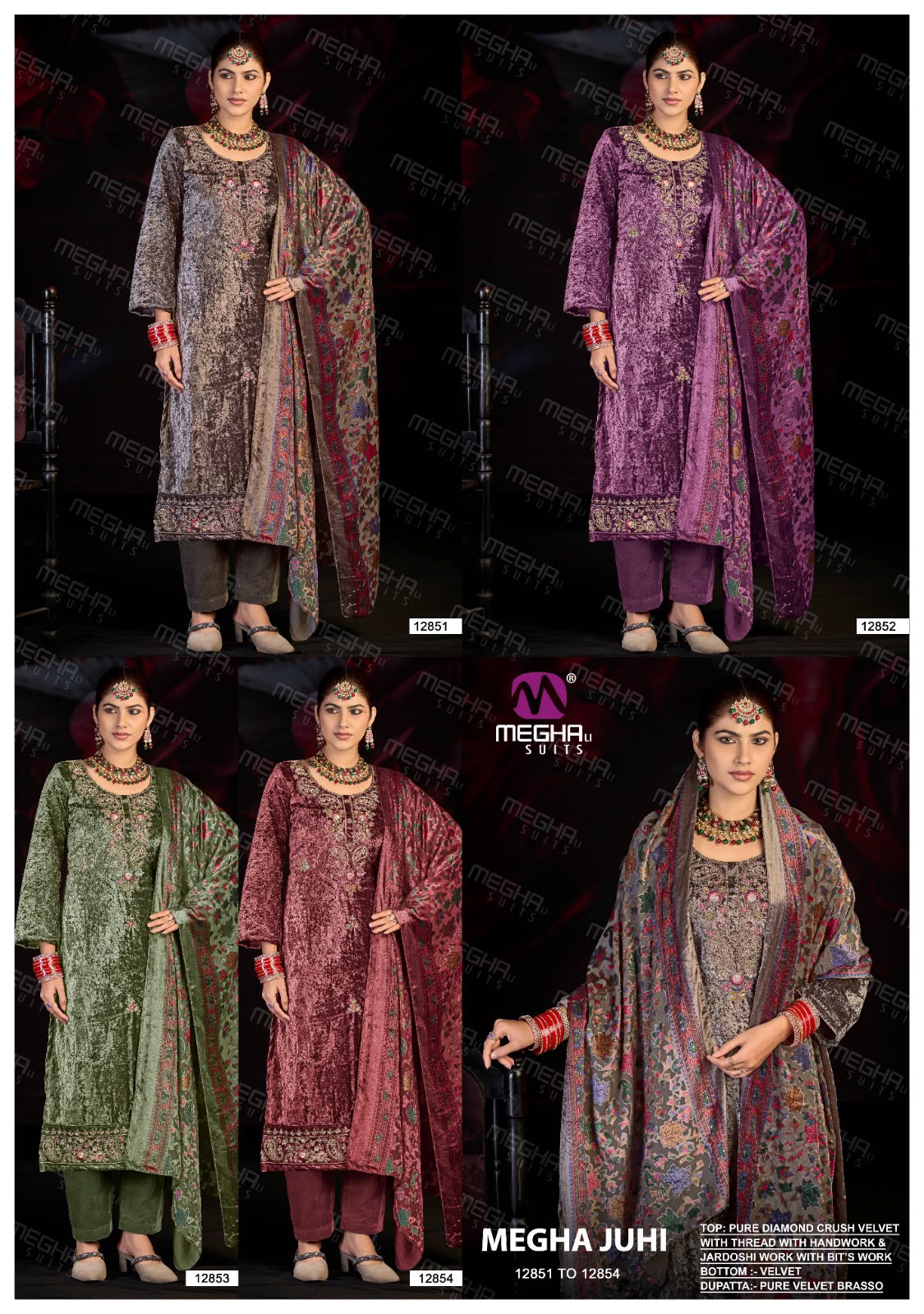 Juhi Megha Crush Velvet Suits Manufacturer Gujarat