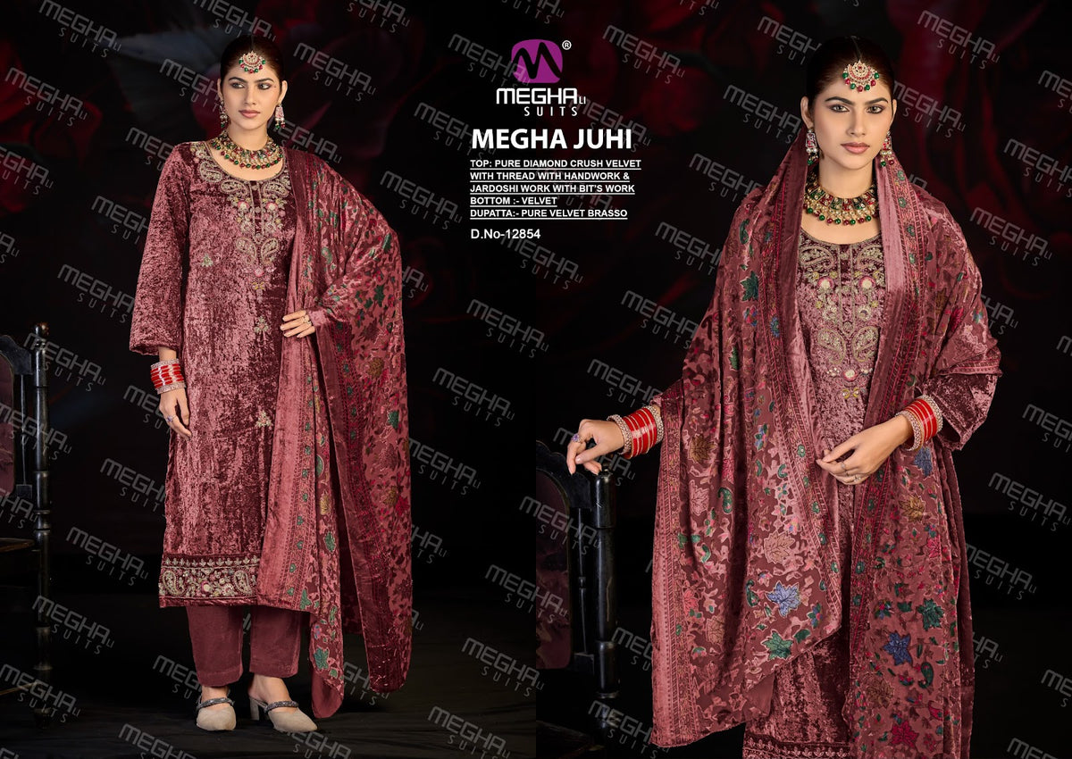 Juhi Megha Crush Velvet Suits Manufacturer Gujarat