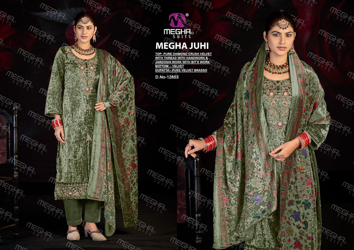 Juhi Megha Crush Velvet Suits Manufacturer Gujarat