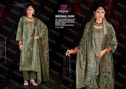 Juhi Megha Crush Velvet Suits Manufacturer Gujarat