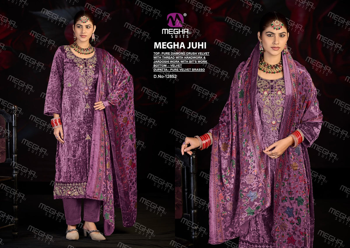 Juhi Megha Crush Velvet Suits Manufacturer Gujarat