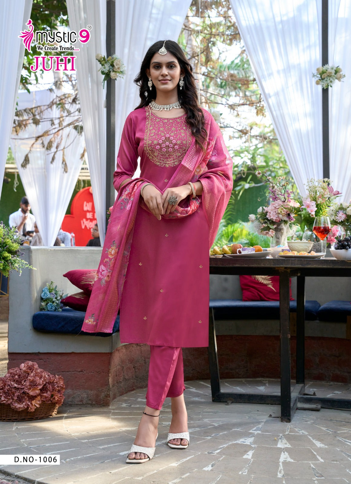 Juhi Vol 1 Mystic 9 Gaji Silk Readymade Pant Style Suits Exporter