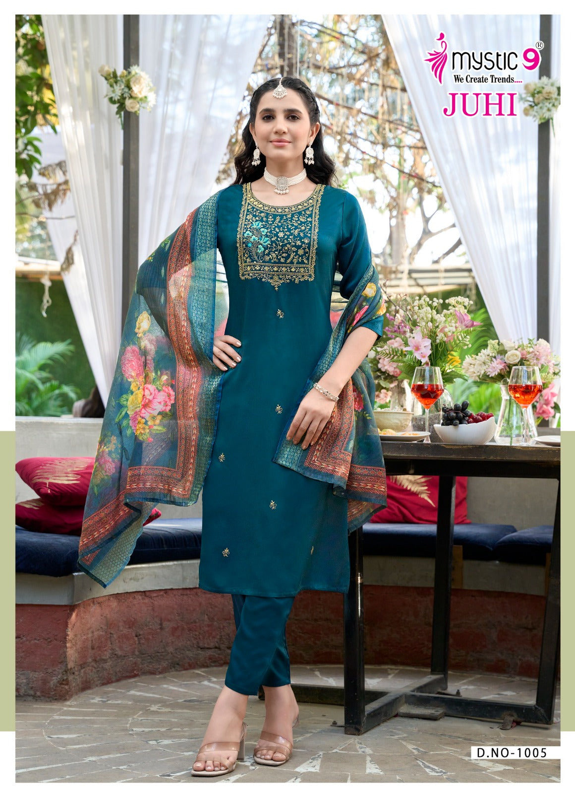 Juhi Vol 1 Mystic 9 Gaji Silk Readymade Pant Style Suits Exporter