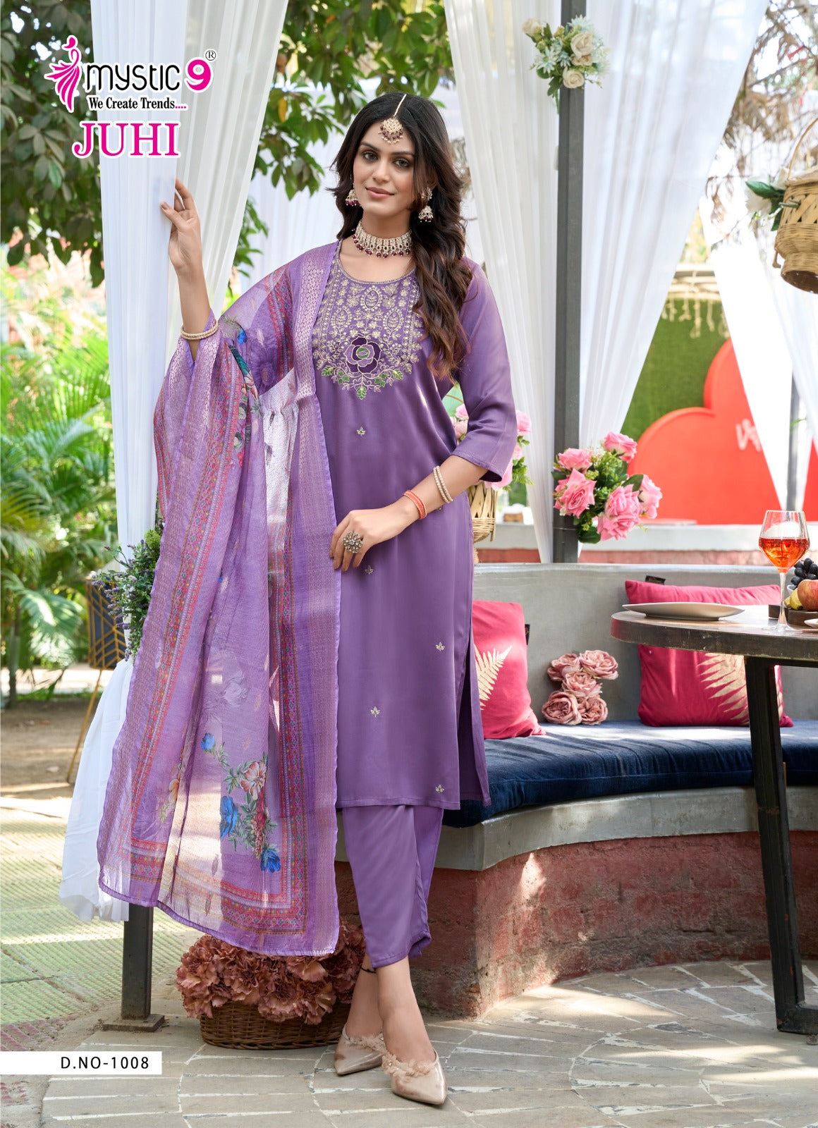 Juhi Vol 1 Mystic 9 Gaji Silk Readymade Pant Style Suits Exporter