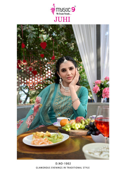 Juhi Vol 1 Mystic 9 Gaji Silk Readymade Pant Style Suits Exporter