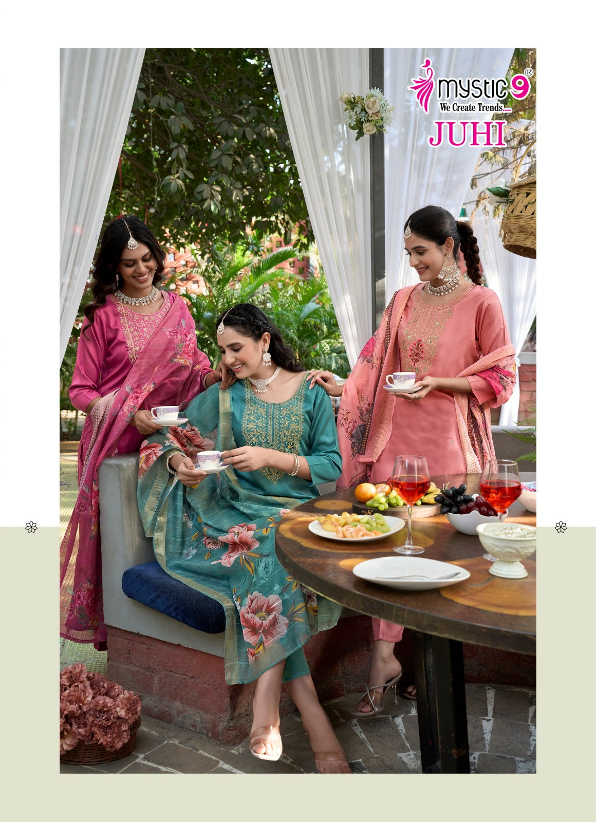 Juhi Vol 1 Mystic 9 Gaji Silk Readymade Pant Style Suits Exporter