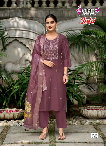 Juhi Vol 2 Mystic 9 Gaji Silk Readymade Pant Style Suits Exporter India