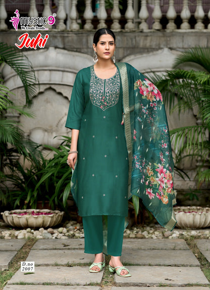 Juhi Vol 2 Mystic 9 Gaji Silk Readymade Pant Style Suits Exporter India