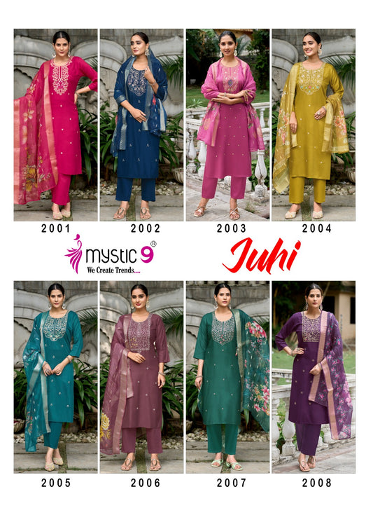 Juhi Vol 2 Mystic 9 Gaji Silk Readymade Pant Style Suits Exporter India