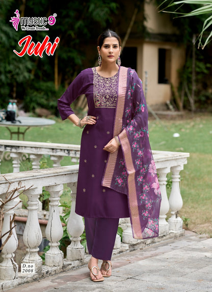 Juhi Vol 2 Mystic 9 Gaji Silk Readymade Pant Style Suits Exporter India