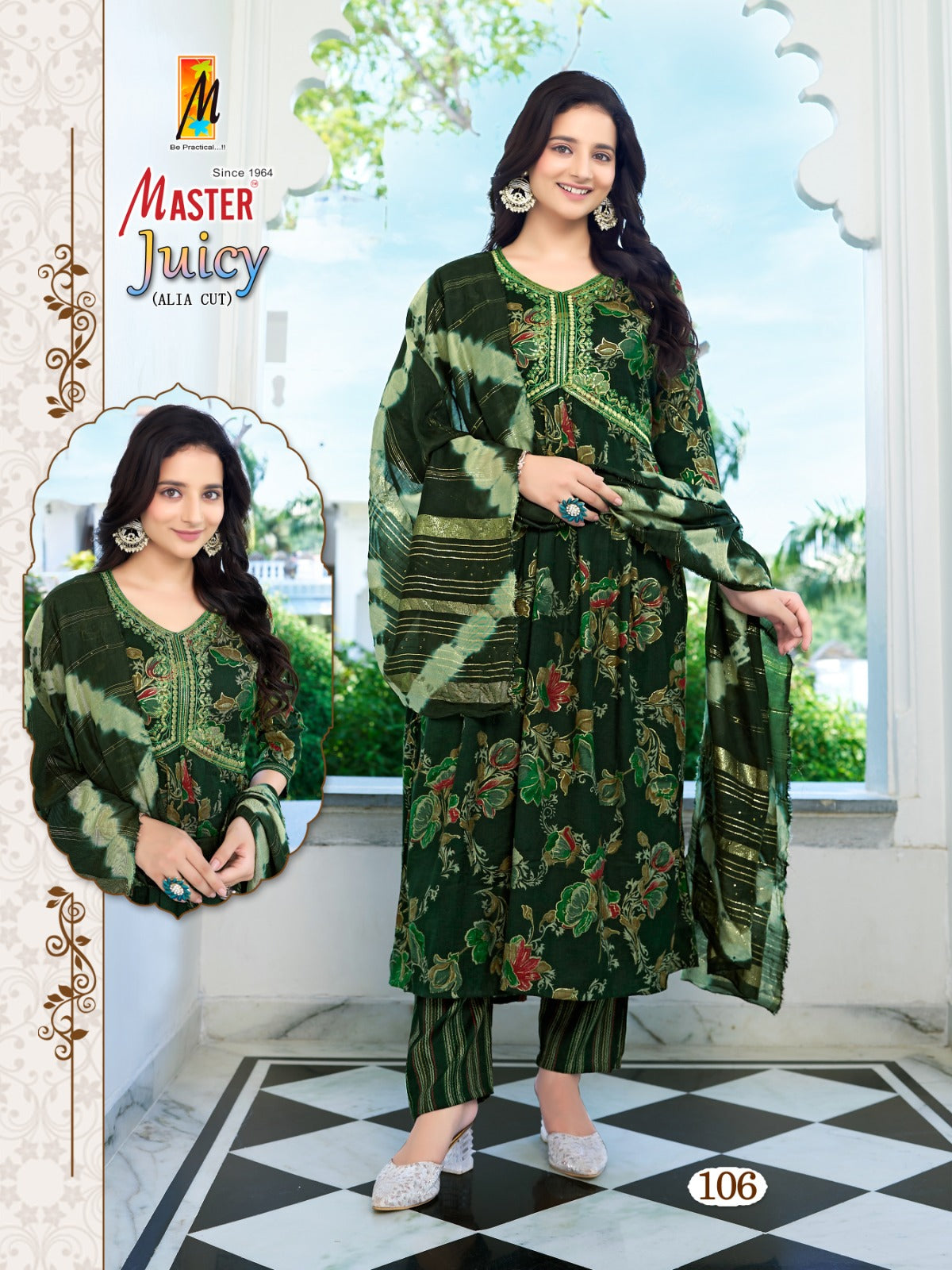 Juicy Alia Cut Master Capsule Print Readymade Pant Style Suits Manufacturer