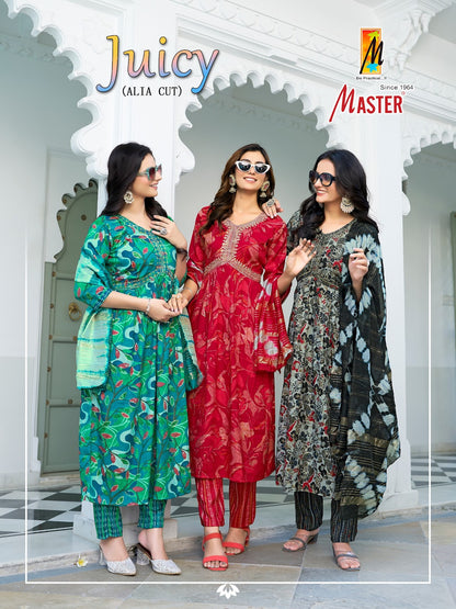 Juicy Alia Cut Master Capsule Print Readymade Pant Style Suits Manufacturer