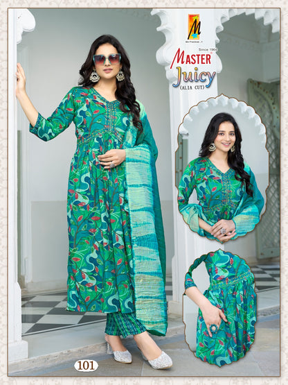 Juicy Alia Cut Master Capsule Print Readymade Pant Style Suits Manufacturer