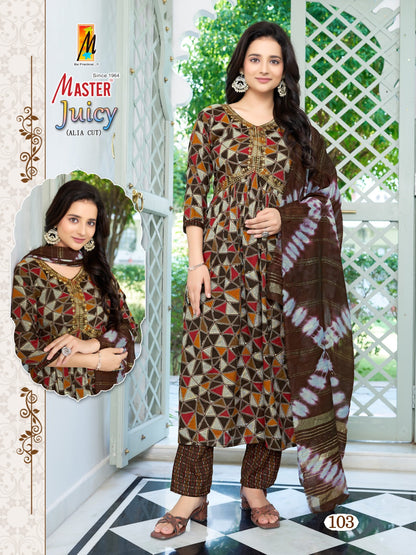 Juicy Alia Cut Master Capsule Print Readymade Pant Style Suits Manufacturer