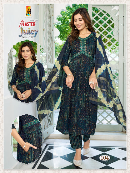 Juicy Alia Cut Master Capsule Print Readymade Pant Style Suits Manufacturer