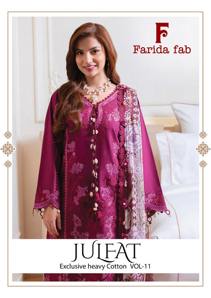 Julfat Vol 11 Farida Fab Lawn Cotton Karachi Salwar Suits Supplier